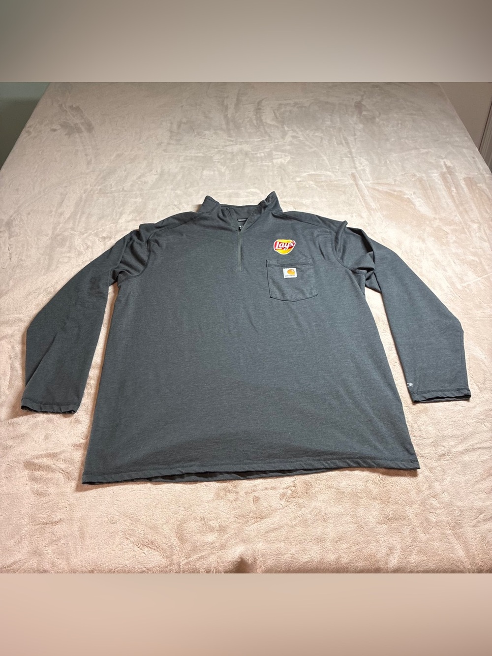 Carhartt Force Quarter Zip Relaxed Fit Men's XL Carbon Lays Potato Chip Pocket